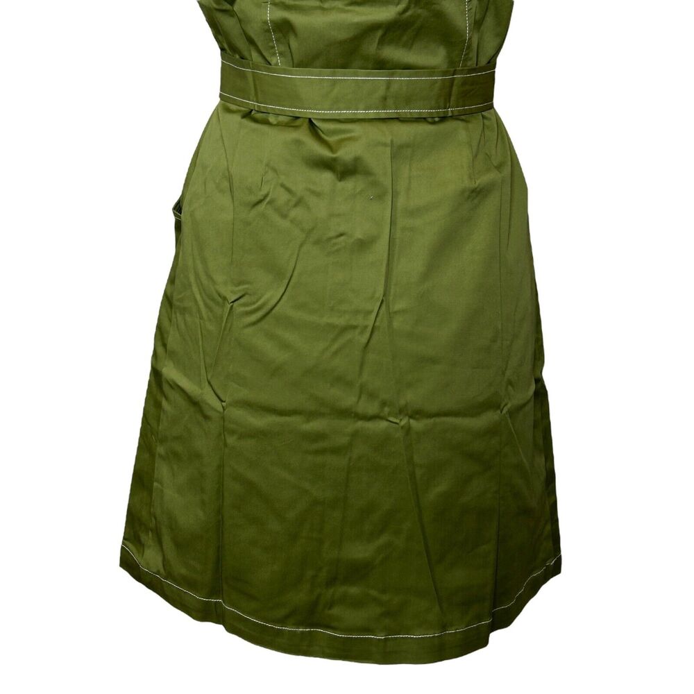 Modcloth Retro Mini Shirt Dress Belted Button Up Short Sleeve Green Women 2 NWT - Picture 6 of 11